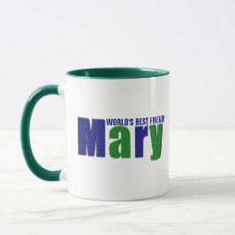 Gepersonaliseerde kleurrijke "Mary" naam, groen en Mok