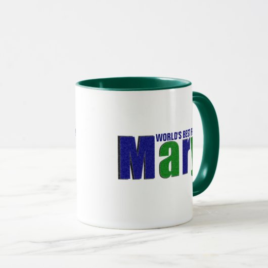 Gepersonaliseerde kleurrijke "Mary" naam, groen en Mok (Voorkant rechts)