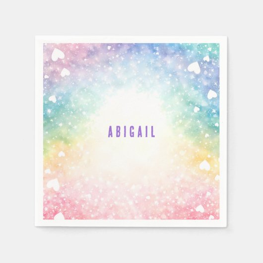 Gepersonaliseerde kleurrijke meisje verjaardagsfee servet (Voorkant)