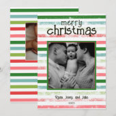 Gepersonaliseerde kleurrijke Merry Christmas Kaart (Voorkant / Achterkant)