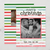 Gepersonaliseerde kleurrijke Merry Christmas Kaart (Voorkant / Achterkant)