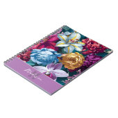 Gepersonaliseerde Kleurrijke moderne bloemenmonogr Notitieboek (Linkerzijde)