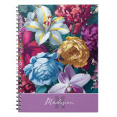 Gepersonaliseerde Kleurrijke moderne bloemenmonogr Notitieboek (Voorkant)