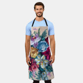 Gepersonaliseerde Kleurrijke moderne bloemenmonogr Schort (Gedragen)