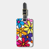 Gepersonaliseerde kleurrijke moderne Daisy Flower Bagagelabel (Voorkant verticaal)