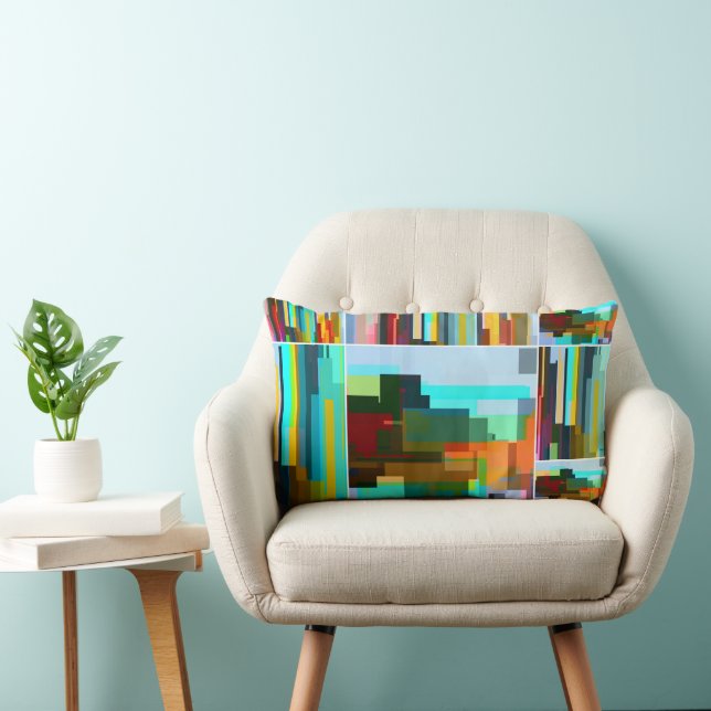 Gepersonaliseerde kleurrijke moderne geometrische  kussen (Stoel)
