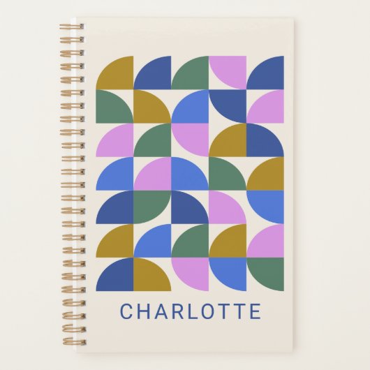 Gepersonaliseerde kleurrijke moderne geometrische  planner (Voorkant)