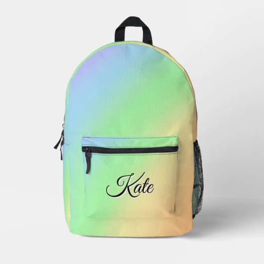 Gepersonaliseerde kleurrijke moderne Girly Rainbo Bedrukte Rugzak (Voorkant)