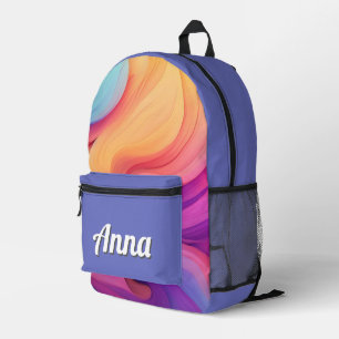 Gepersonaliseerde kleurrijke moderne Girly Rainbo Bedrukte Rugzak