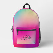 Gepersonaliseerde kleurrijke moderne Girly Rainbo Bedrukte Rugzak (Voorkant)