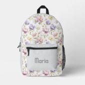 Gepersonaliseerde kleurrijke moderne meisjesbloem bedrukte rugzak (Voorkant)