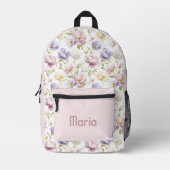 Gepersonaliseerde  kleurrijke moderne meisjesbloem bedrukte rugzak (Voorkant)