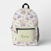 Gepersonaliseerde  kleurrijke moderne meisjesbloem bedrukte rugzak (Voorkant)