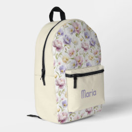 Gepersonaliseerde  kleurrijke moderne meisjesbloem bedrukte rugzak