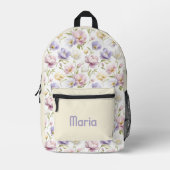 Gepersonaliseerde kleurrijke moderne meisjesbloem bedrukte rugzak (Voorkant)