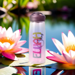 Gepersonaliseerde Kleurrijke Naam Roze Blauw Viole Waterfles