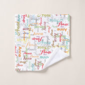 Gepersonaliseerde kleurrijke namen gestempeld allo bad handdoek (Wasdoekje)