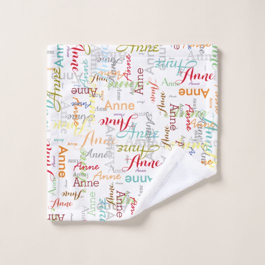 Gepersonaliseerde kleurrijke namen gestempeld allo bad handdoek (Wasdoekje)