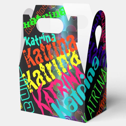 Gepersonaliseerde kleurrijke Neon Lights Favor Box Bedankdoosjes (Geopend)