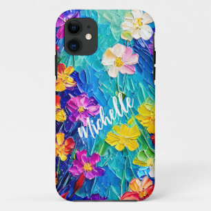 Gepersonaliseerde kleurrijke oliebakkerende bloeme Case-Mate iPhone case