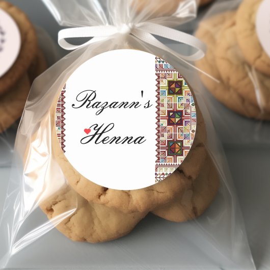 Gepersonaliseerde kleurrijke Palestijnse Henna Sti Ronde Sticker