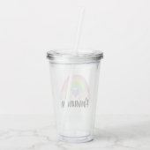 Gepersonaliseerde kleurrijke pastel Waterverf rege Acryl Drinkbeker (Achterkant)