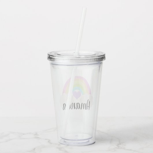 Gepersonaliseerde kleurrijke pastel Waterverf rege Acryl Drinkbeker (Achterkant)