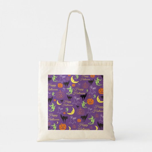 Gepersonaliseerde Kleurrijke Patroon Halloween Can Tote Bag (Achterkant)