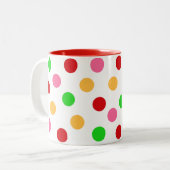 Gepersonaliseerde kleurrijke Polka dot patroon Tweekleurige Koffiemok (Voorkant links)