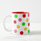 Gepersonaliseerde kleurrijke Polka dot patroon Tweekleurige Koffiemok (Links)