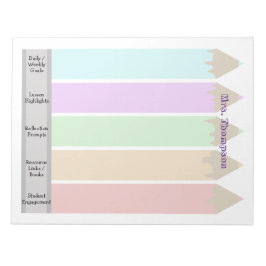 Gepersonaliseerde Kleurrijke Potloden Leraar Notit Notitieblok