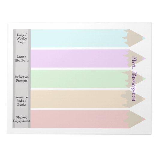Gepersonaliseerde Kleurrijke Potloden Leraar Notit Notitieblok (Voorkant)