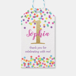 Gepersonaliseerde kleurrijke Rainbow Confetti Gift Cadeaulabel