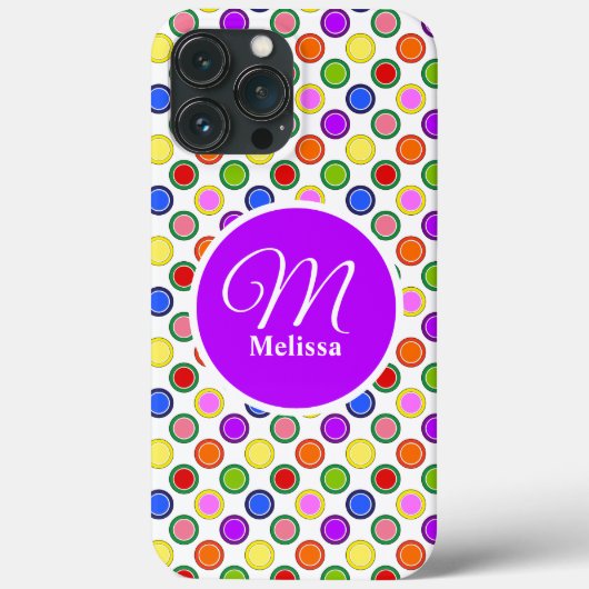 Gepersonaliseerde Kleurrijke Regenboog Polka Dots  Case-Mate iPhone Case (Achterkant)