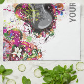 Gepersonaliseerde Kleurrijke retro muziek gitaar h Theedoek (Gevouwen)