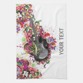 Gepersonaliseerde Kleurrijke retro muziek gitaar h Theedoek (Verticaal)