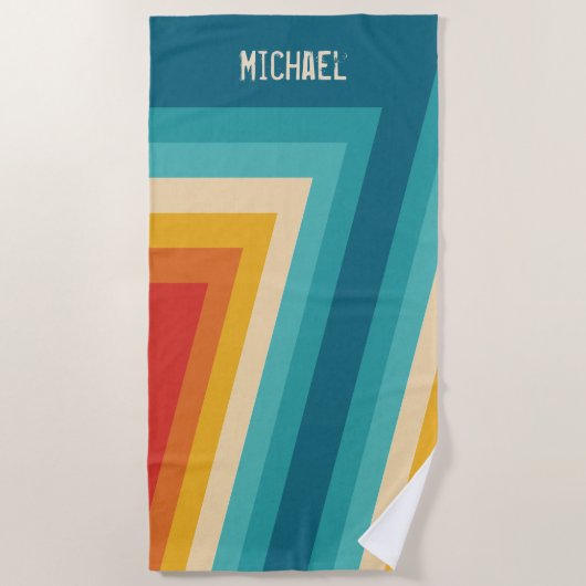 Gepersonaliseerde kleurrijke Retro Stripes - jaren Strandlaken (Voorkant)