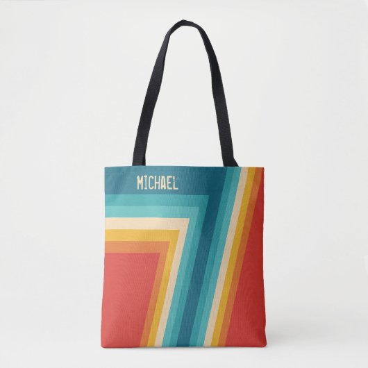 Gepersonaliseerde kleurrijke Retro Stripes - jaren Tote Bag (Voorkant)