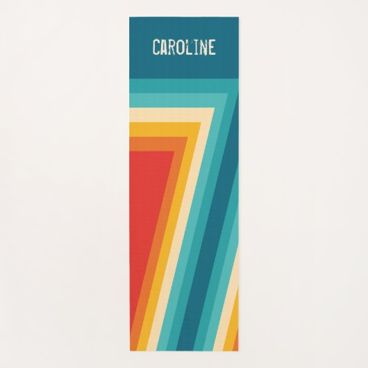 Gepersonaliseerde kleurrijke Retro Stripes - jaren Yogamat (Voorkant)