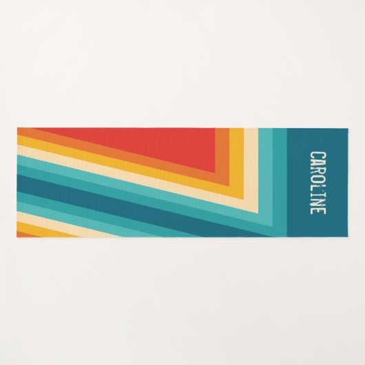 Gepersonaliseerde kleurrijke Retro Stripes - jaren Yogamat (Voorkant (horizontaal))