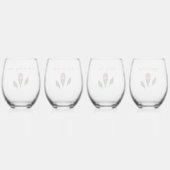 Gepersonaliseerde kleurrijke rode rozen & Holly Ch Wijnglas Zonder Voet (Achterkant)