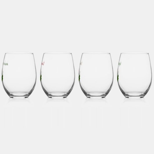 Gepersonaliseerde kleurrijke rode rozen & Holly Ch Wijnglas Zonder Voet (Links)