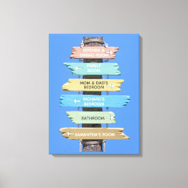 Gepersonaliseerde kleurrijke rustieke strand teken canvas afdruk