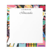 Gepersonaliseerde kleurrijke school benodigdheden  notitieblok (Voorkant)