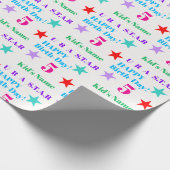 Gepersonaliseerde kleurrijke Star-Theme Kids Verja Cadeaupapier (Hoek)