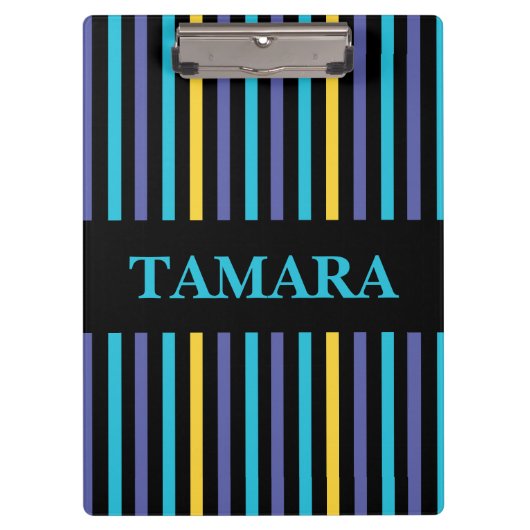 Gepersonaliseerde kleurrijke strepen patroon klembord (Voorkant)