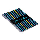 Gepersonaliseerde kleurrijke strepen patroon notitieboek (Rechterzijde)