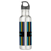 Gepersonaliseerde kleurrijke strepen patroon waterfles  (Achterkant)