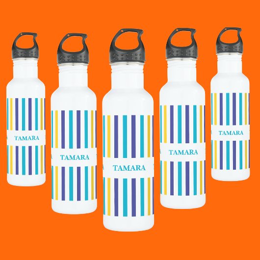 Gepersonaliseerde kleurrijke strepen patroon waterfles 