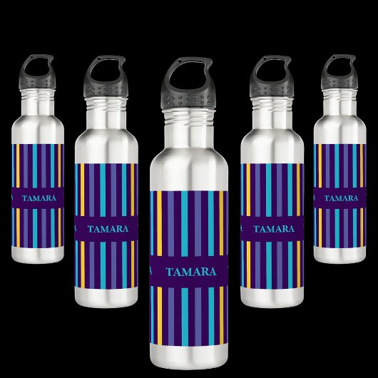Gepersonaliseerde kleurrijke strepen patroon waterfles 